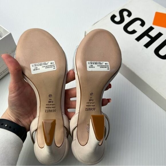 Schutz Womens neutral May Ankle Strap Open Toe Heels Womens Size 7.5 - Picture 13 of 16